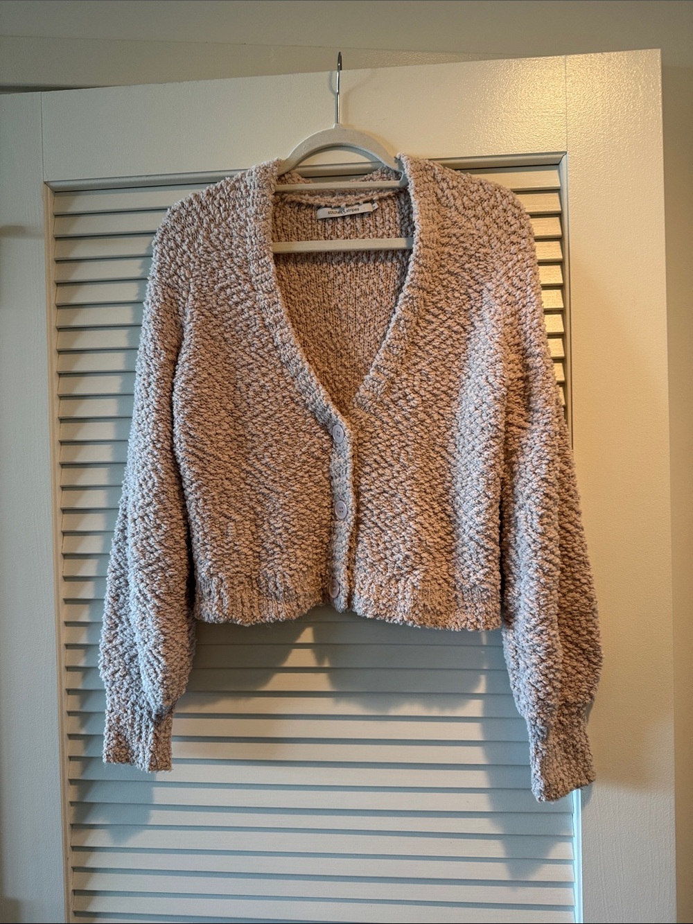 Cozy Cropped V-Neck Cardigan Sweater -Mauve